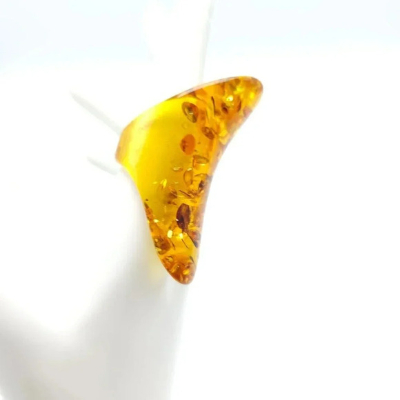 Modernist Faux Amber Abstract Boho Hippie Large Ring Size 7.5 - Picture 3 of 4